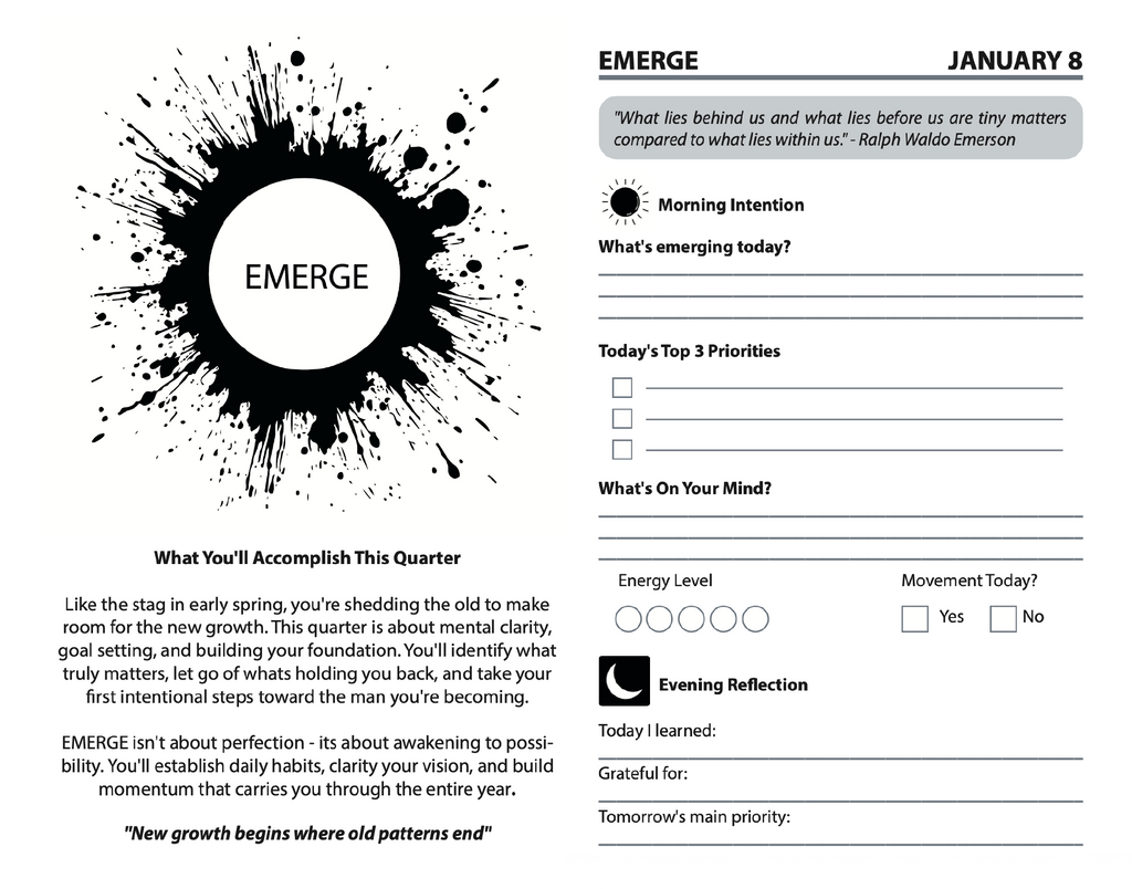 The Journey of the Stag: EMERGE - 90 Day Men's Wellness Journal (Q1)
