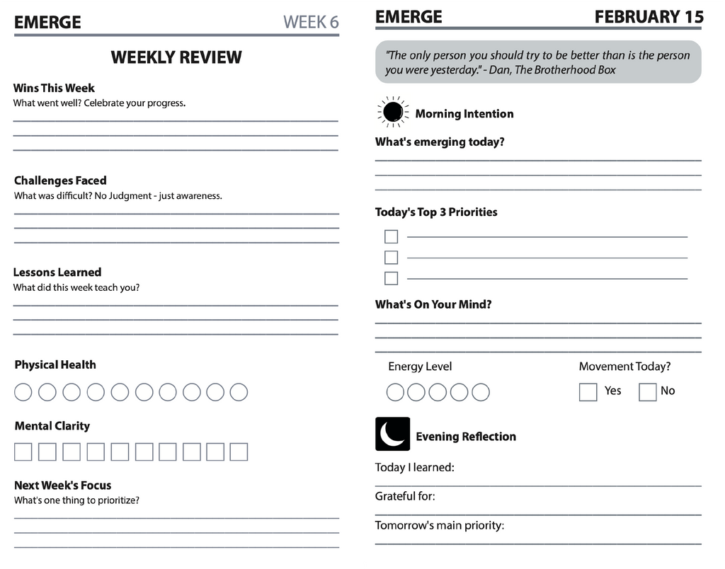 The Journey of the Stag: EMERGE - 90 Day Men's Wellness Journal (Q1)